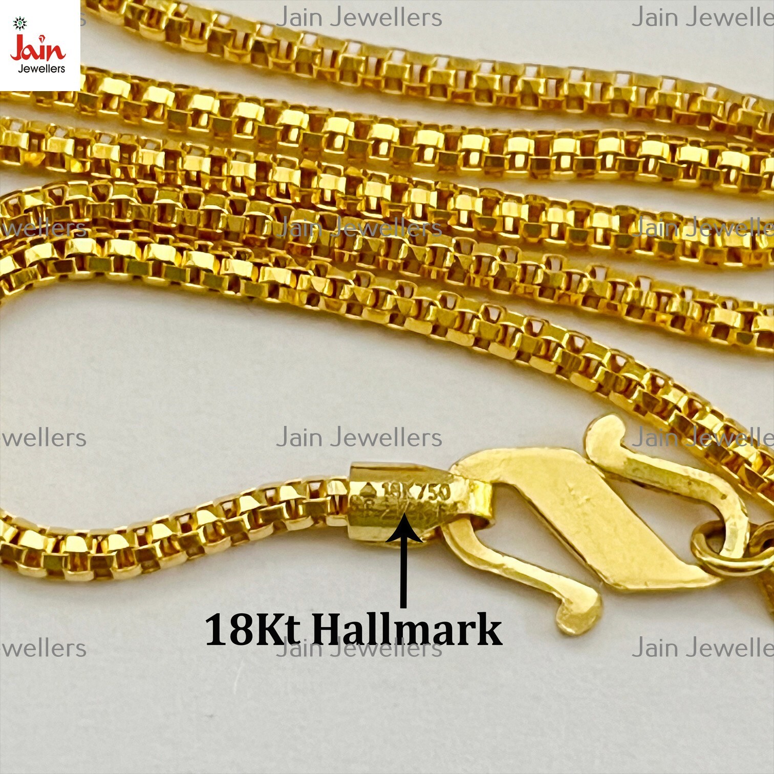 REAL GOLD 18 Kt Yellow Gold Round Box Unisex Necklace Chain Width 2 MM