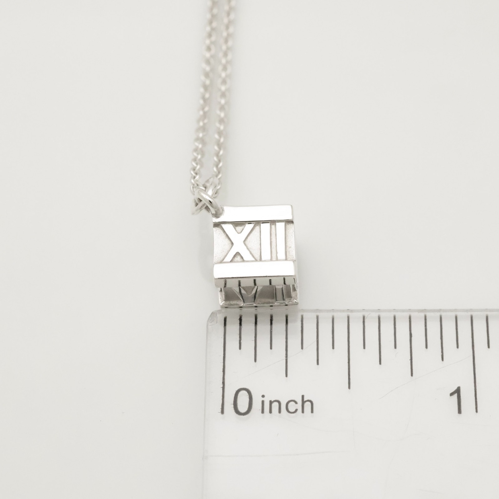 Authentic Tiffany & Co. Atlas Cube Pendant Necklace 16.8″ Silver 925 w/Pouch