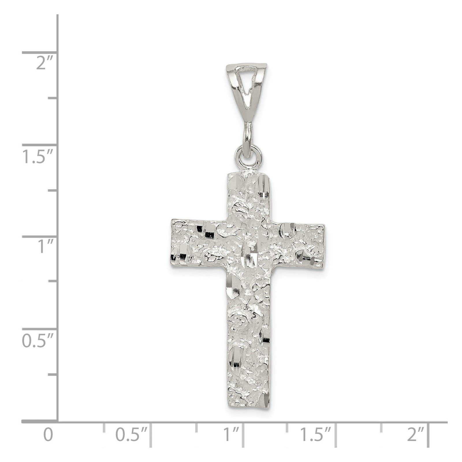 Sterling Silver Nugget Cross Pendant Necklace for Men Women Religious Charm