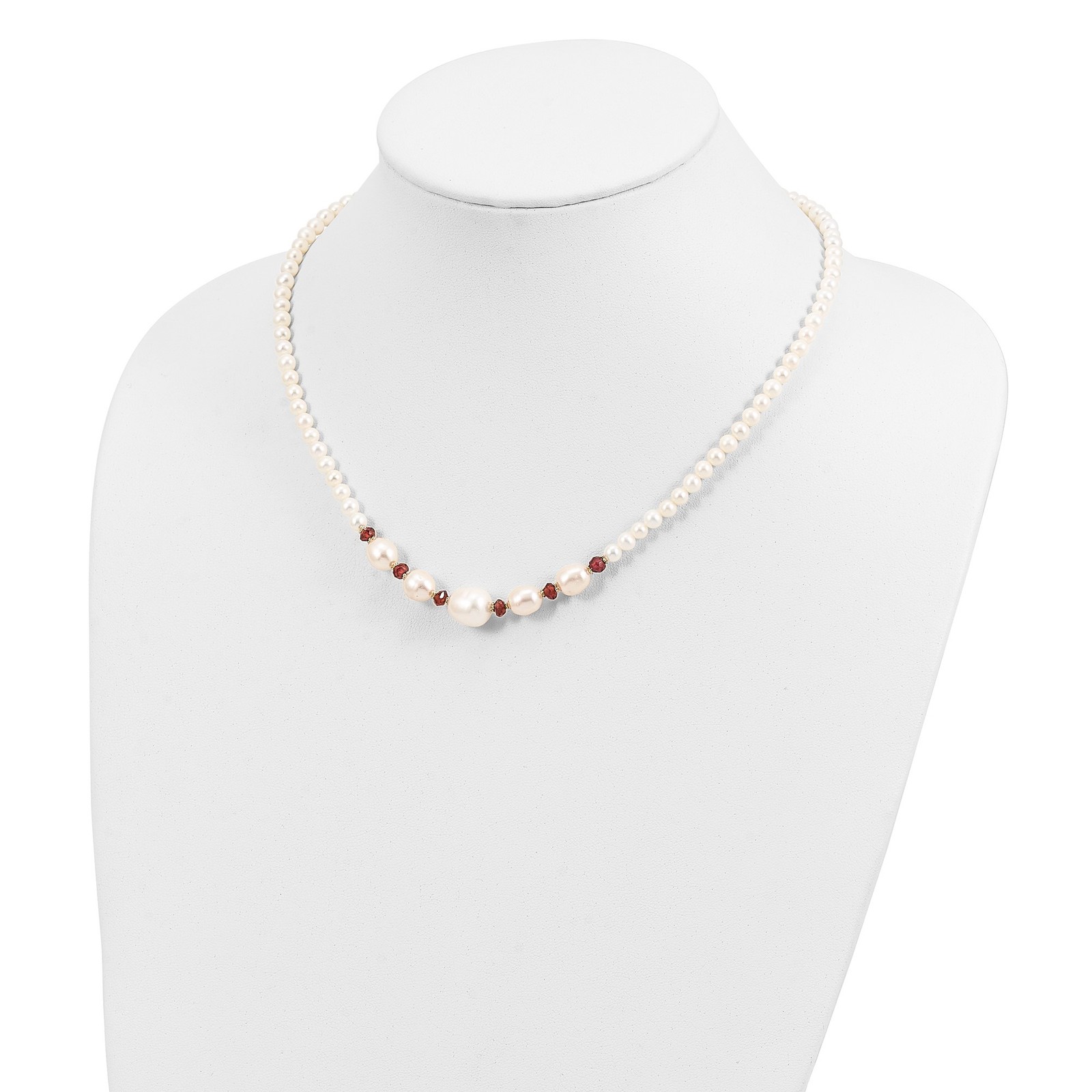 14k Yellow Gold White Semi-Round Freshwater Cultured Pearl and Faceted 4.0GA
