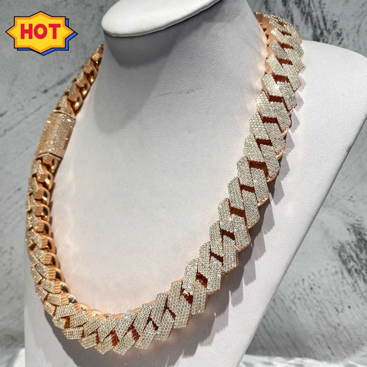 925 Sterling Silver Gold VVS Moissanite Cuban Link Chain Pass Tester