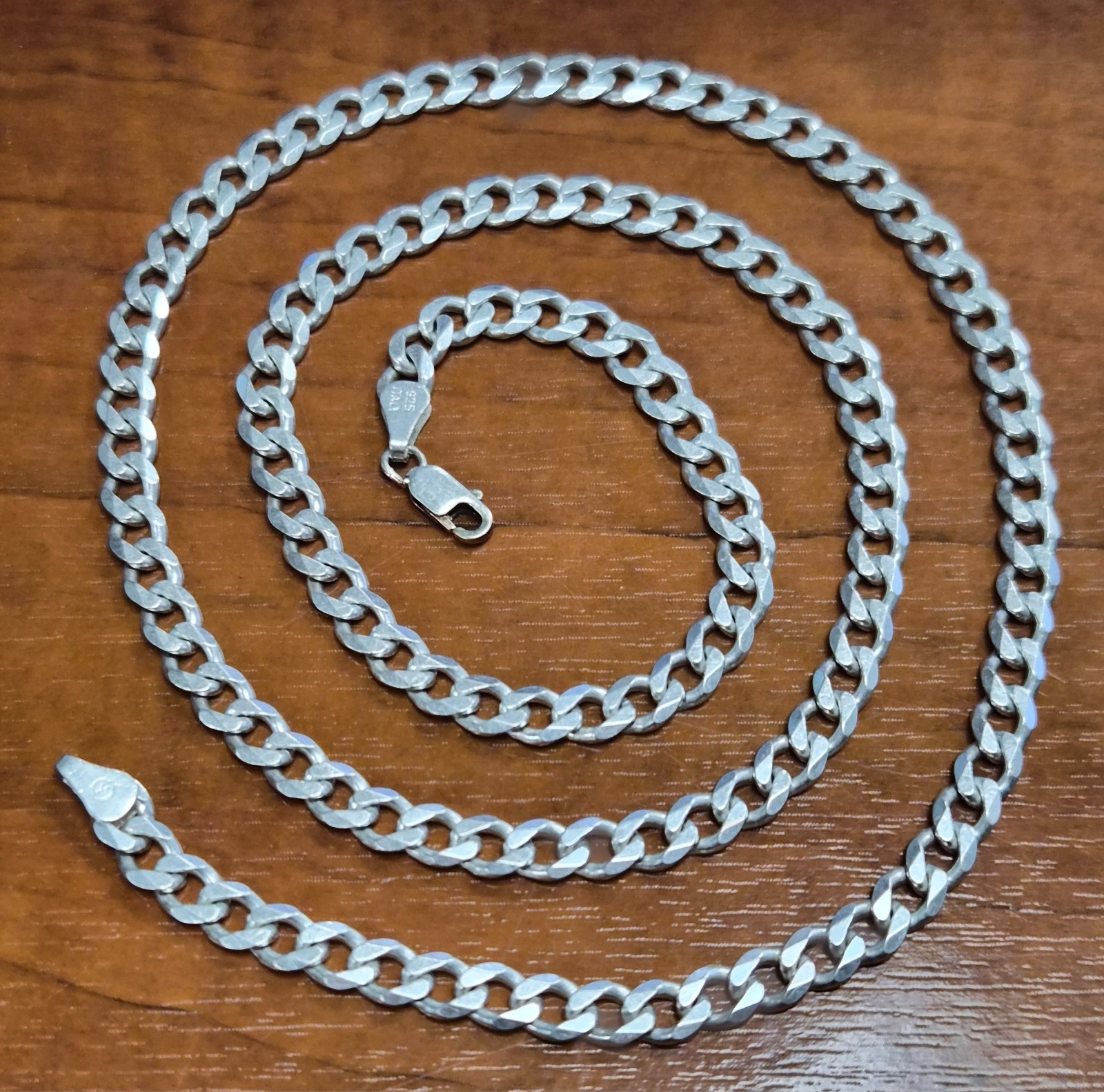 Estate Signed Italy 925 Sterling Silver Curb Cuban Link 23.5″ Chain Necklace