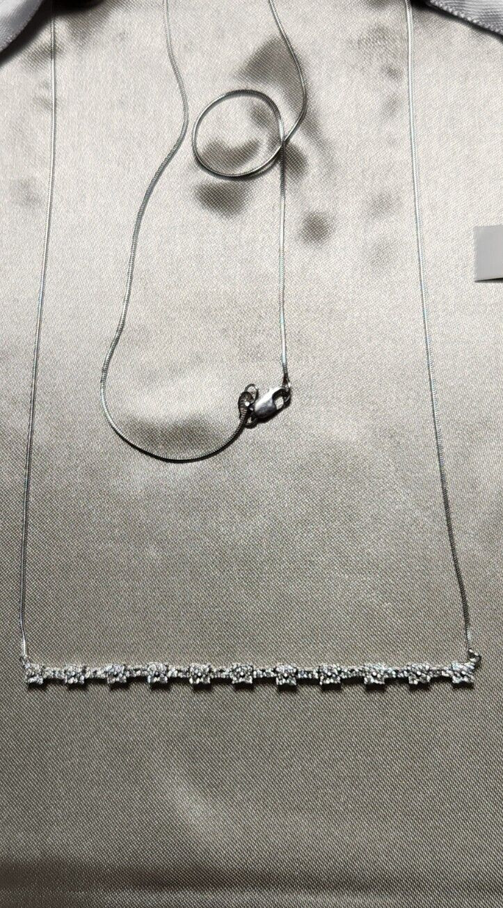 14k white gold diamond bar necklace 1.00 carat t.w.