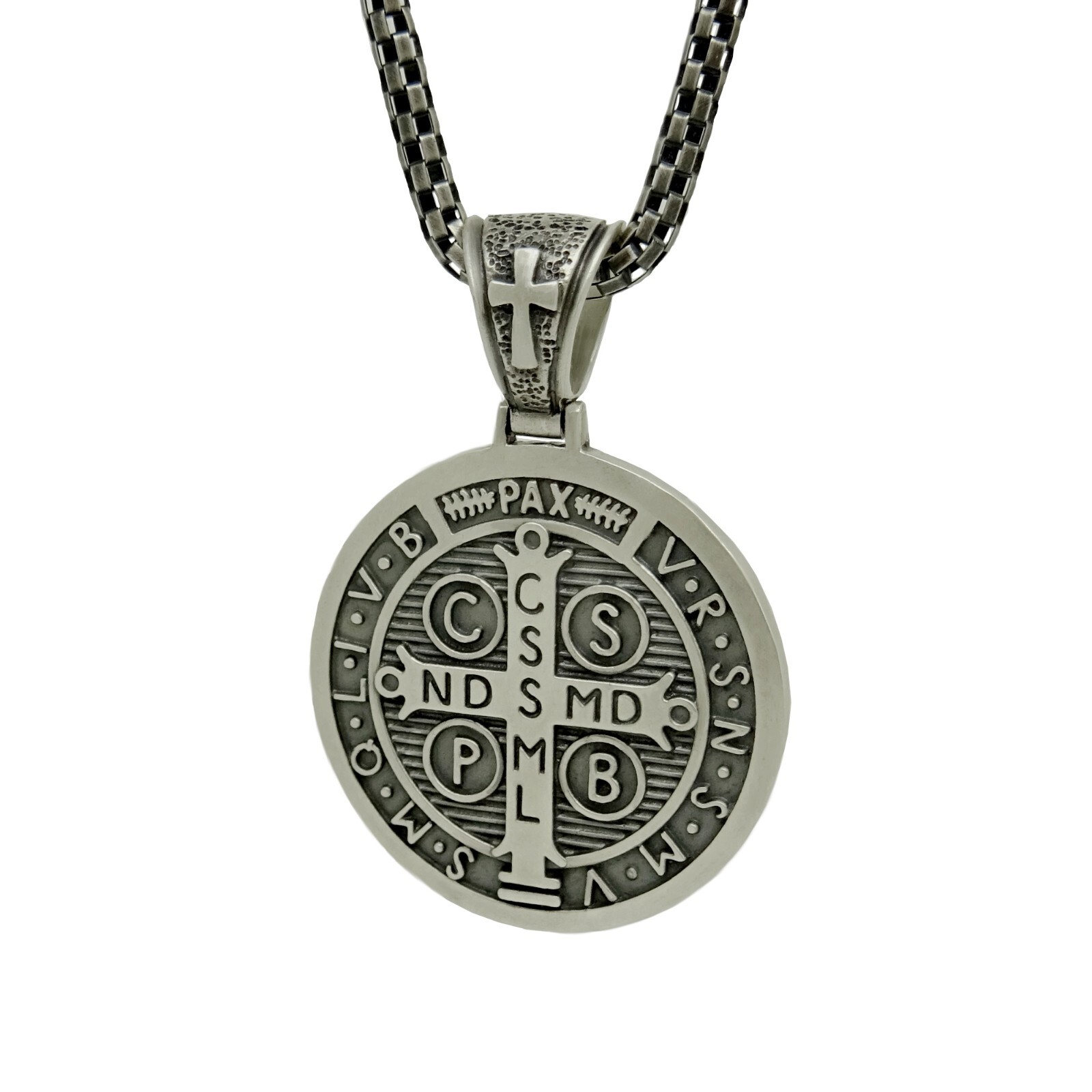 Saint Benedict Men’s Woman’s Silver 925 Pendant Medal Cross Exorcism with Chain