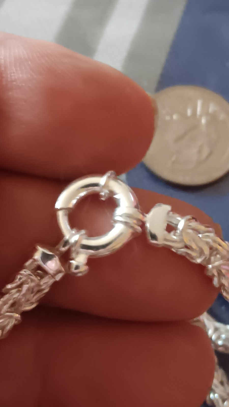 925 Sterling Silver Byzantine Chain Necklace Spring Ring Clasp Signed Silver