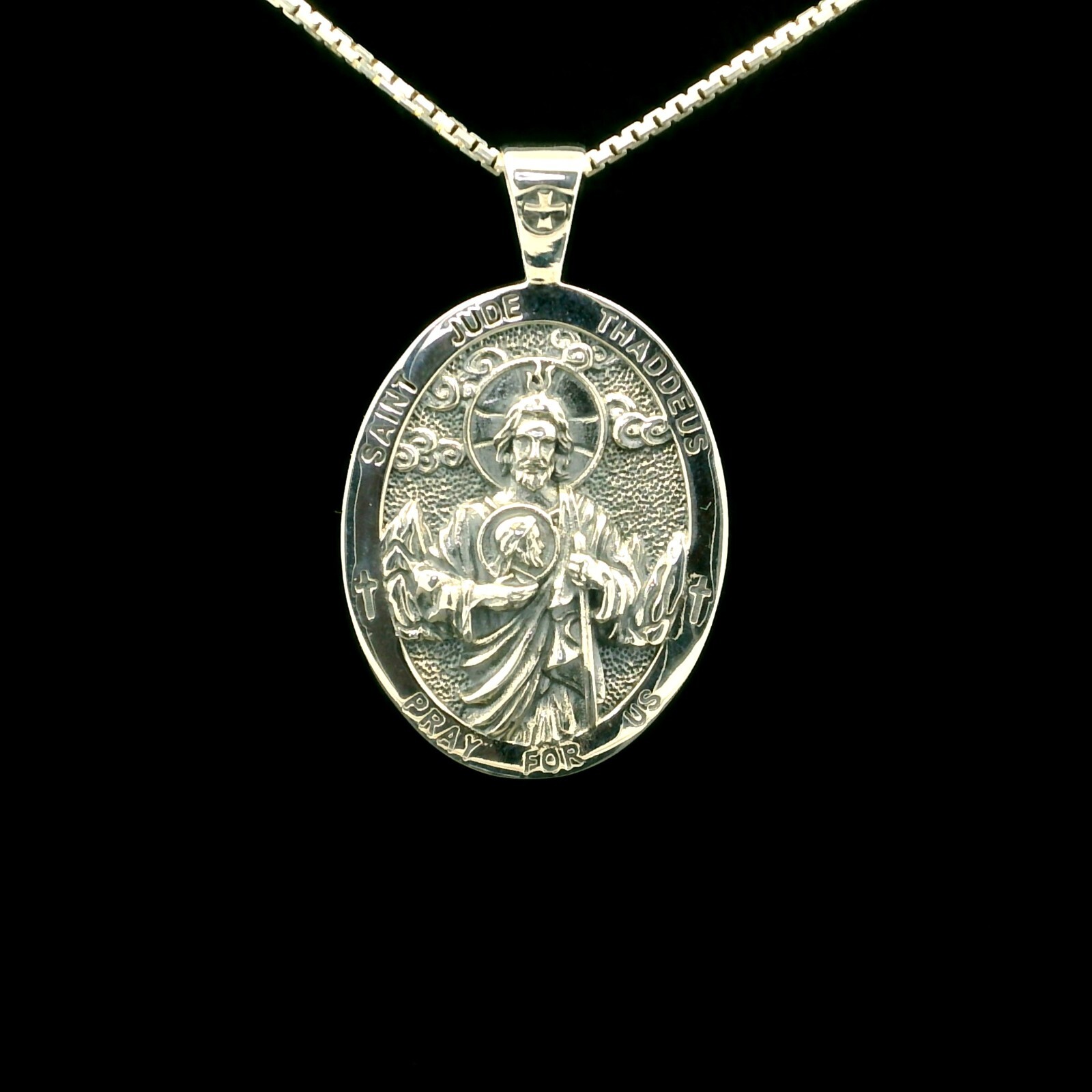 925 Sterling Silver Two-Sided Saint Jude Necklace