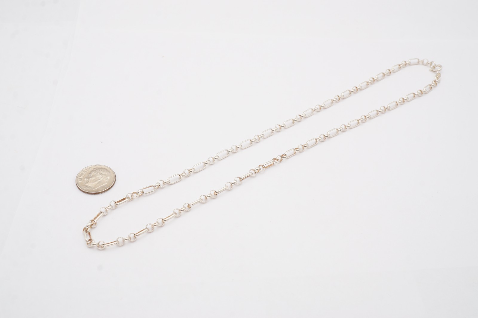 Sterling Silver 925 Oval Link Necklace 18.25″ Italy