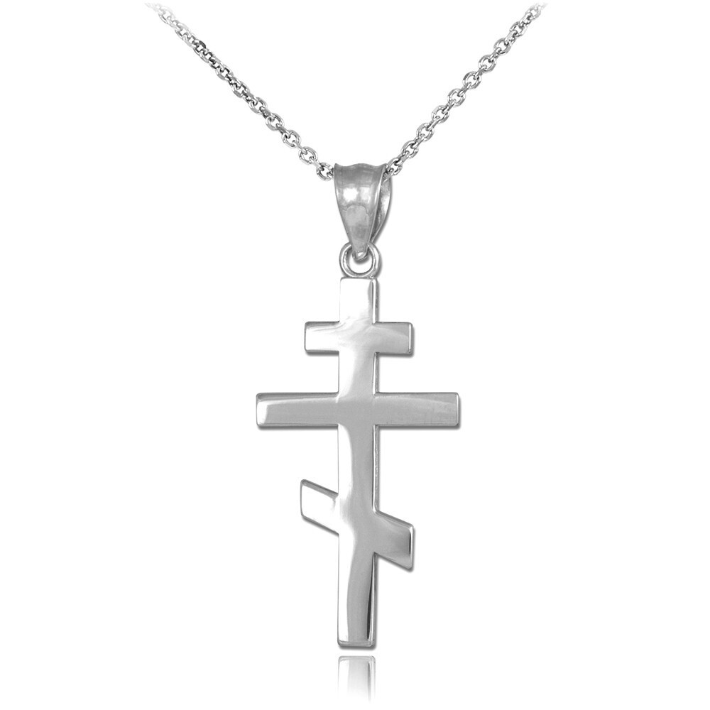 Gold Eastern Orthodox Cross Pendant Necklace (Available In Yellow/Rose/White)