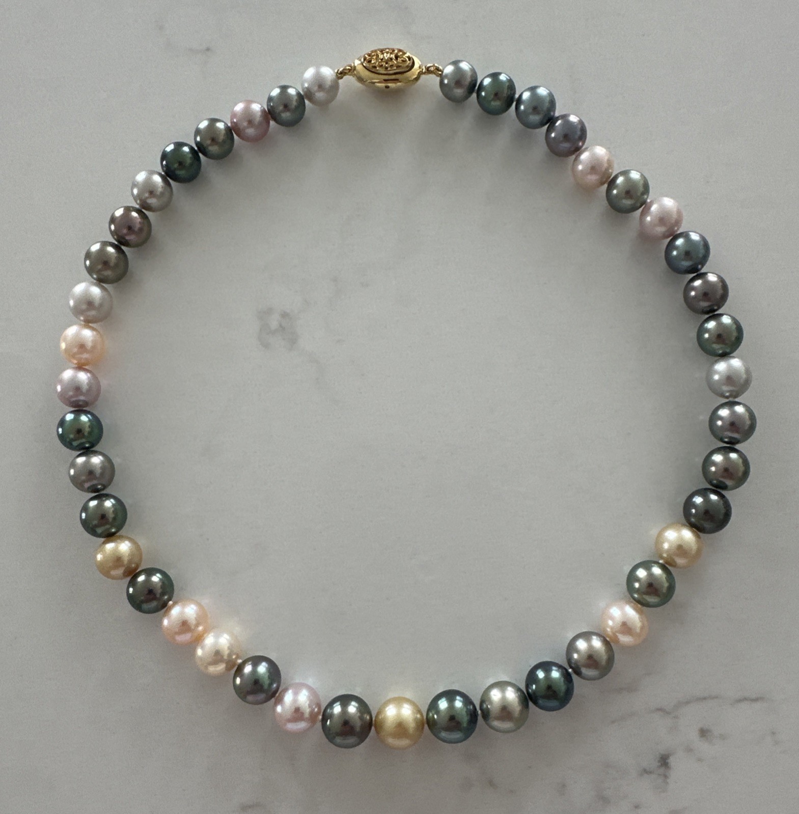 16″ South Sea & Tahitian Pearl Necklace – Graduated 43 Pearls – Appraised $7,250