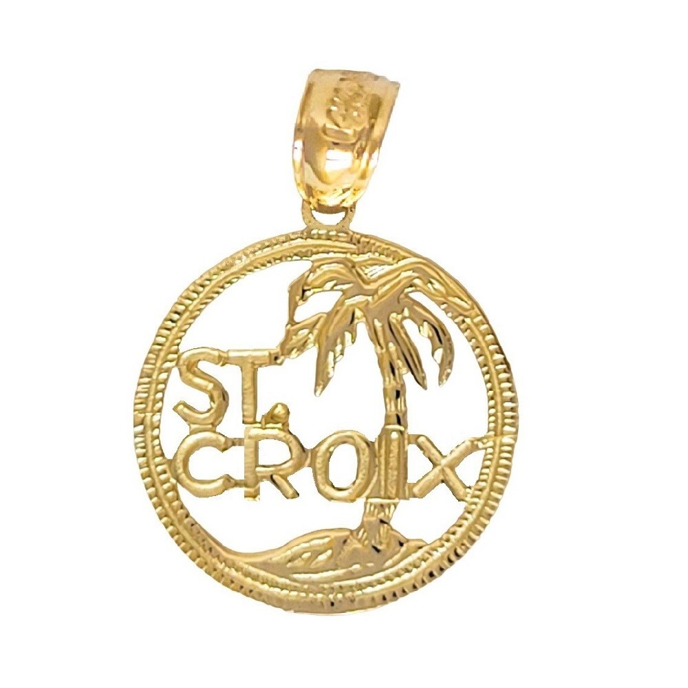 14k Yellow Gold St. Croix Virgin Islands Pendant / Charm, Made in USA