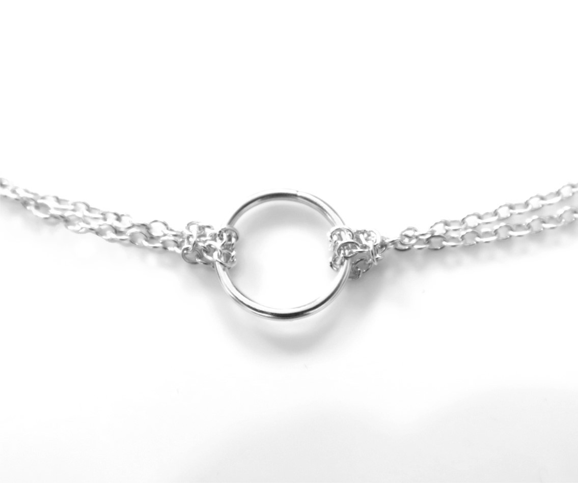 15mm Sterling Silver Karma Necklace Eternity Infinity Circle Ring Double Chain
