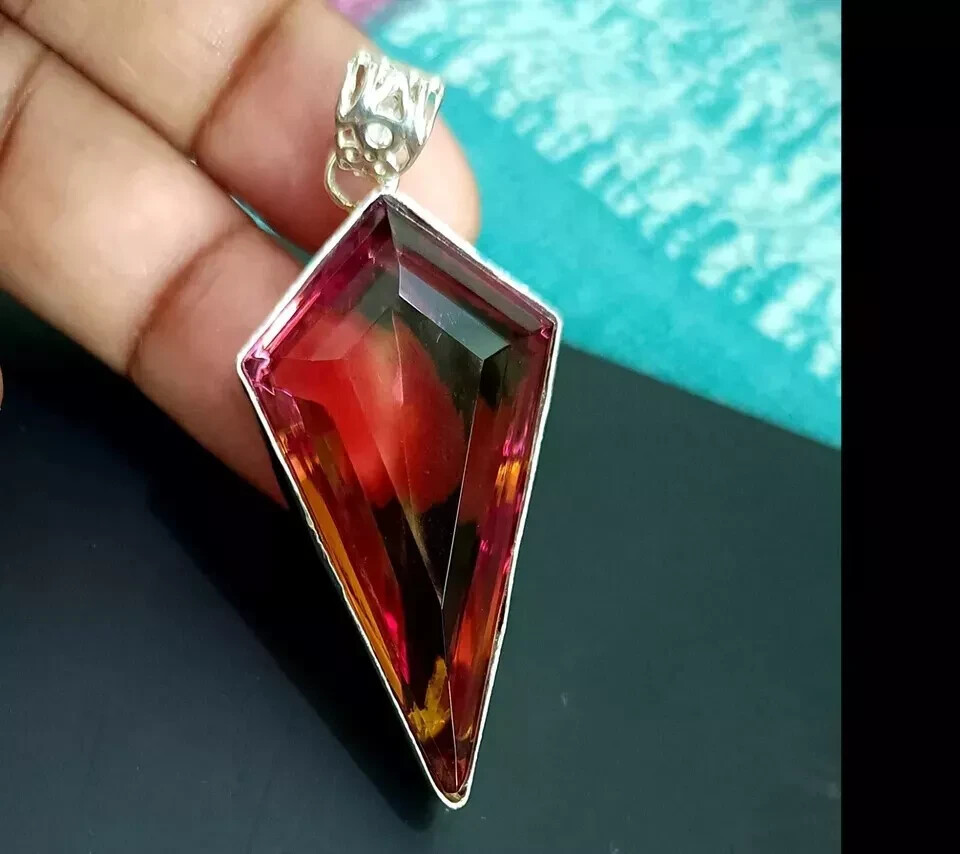 80 CT+ Certified Fancy Cut Natural Zultanite 7 Color Pendant 925 Silver Jewelry