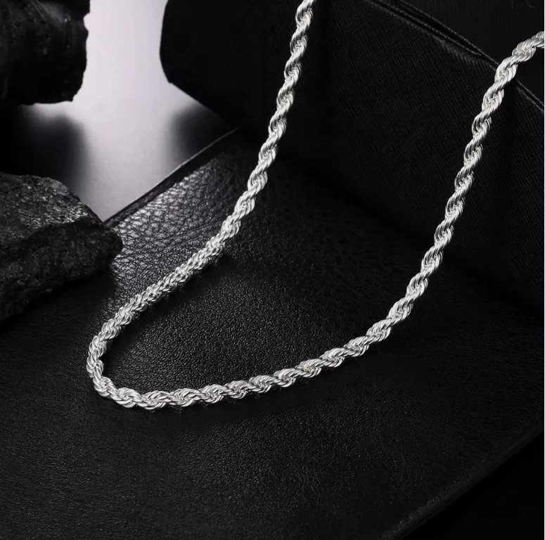 925 Sterling Silver Italian Rope Chain Men’s Necklace 4mm – NEW**