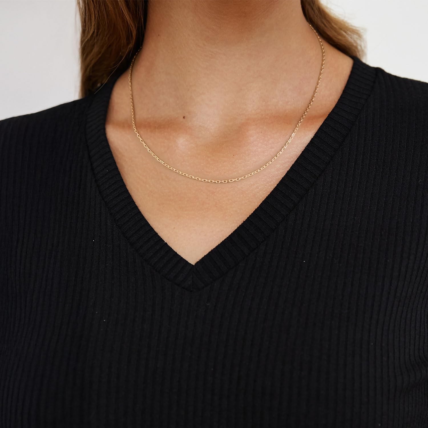 14K Gold Paperclip Chain Necklace for Women & Men – Minimalist Aesthetic Jewelry