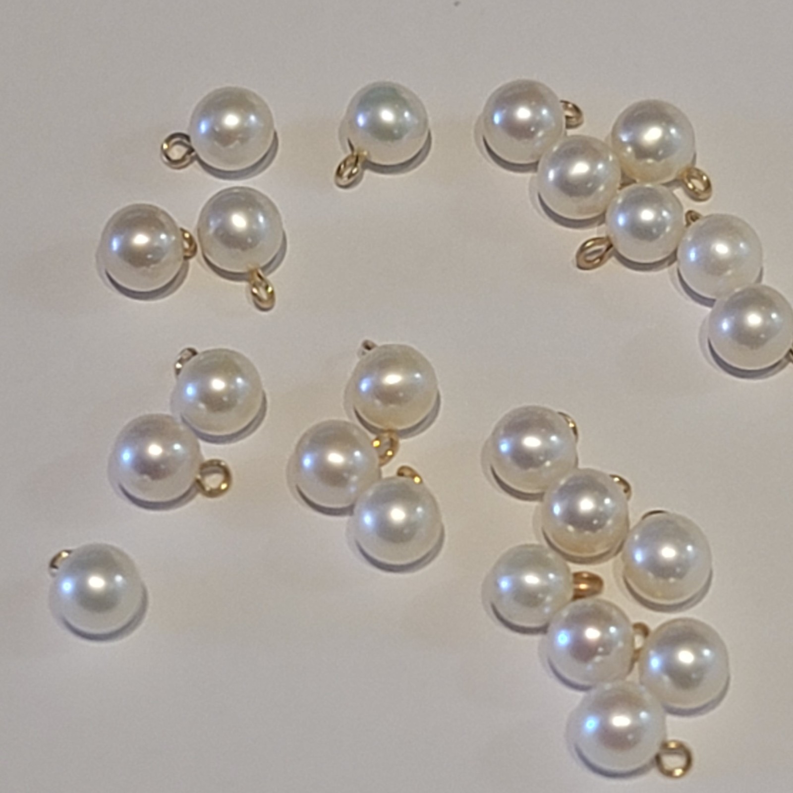 TWO AA Quality 6 MM Full ROUND Akoya Pearl 14kt Gold Drops Marked 585 For 14kt
