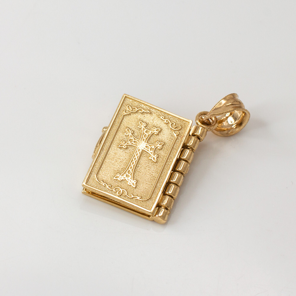 Gold 3D Armenian Bible Pendant Necklace(Available In Yellow/Rose/White Gold)