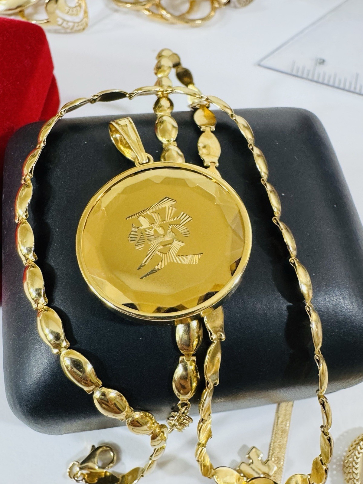 RARE 18K K18 Japan Gold Round Heart Pendant W/ Necklace 17/17.5” Long 14.6g 4mm