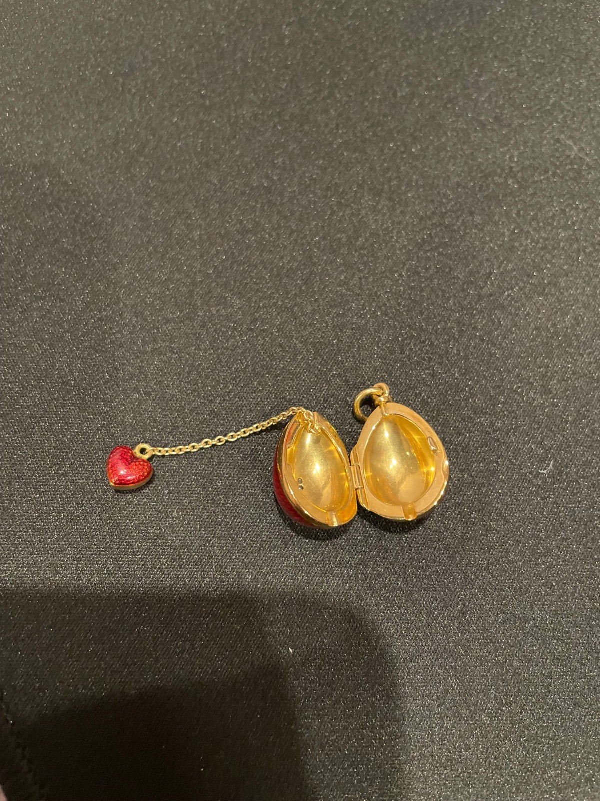 RARE FABERGE MINI EGG PENDANT 18K GOLD & DIAMOND HEART RED ENAMEL #/ED 200 PIECE