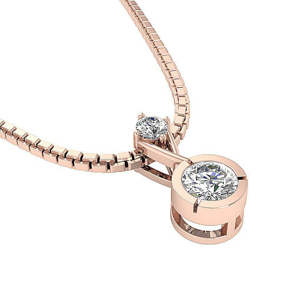 Solitaire Pendant I1 G 0.40 Carat Natural Diamond Rose Gold Prong Bezel Set