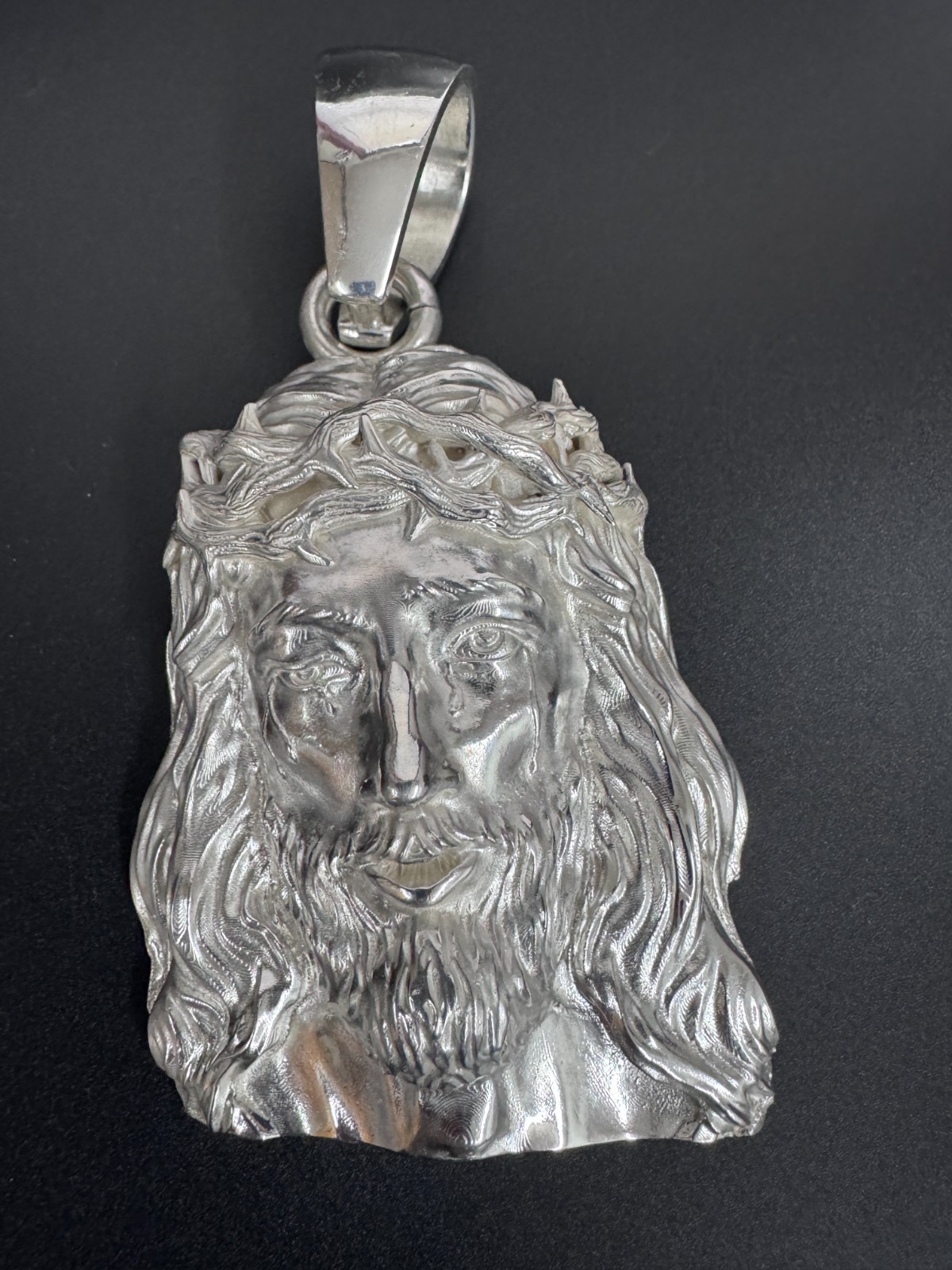 Jesus Head Pendent 4.25″ Extra Large Solid Sterling Silver 925 Heavy! 145 grams