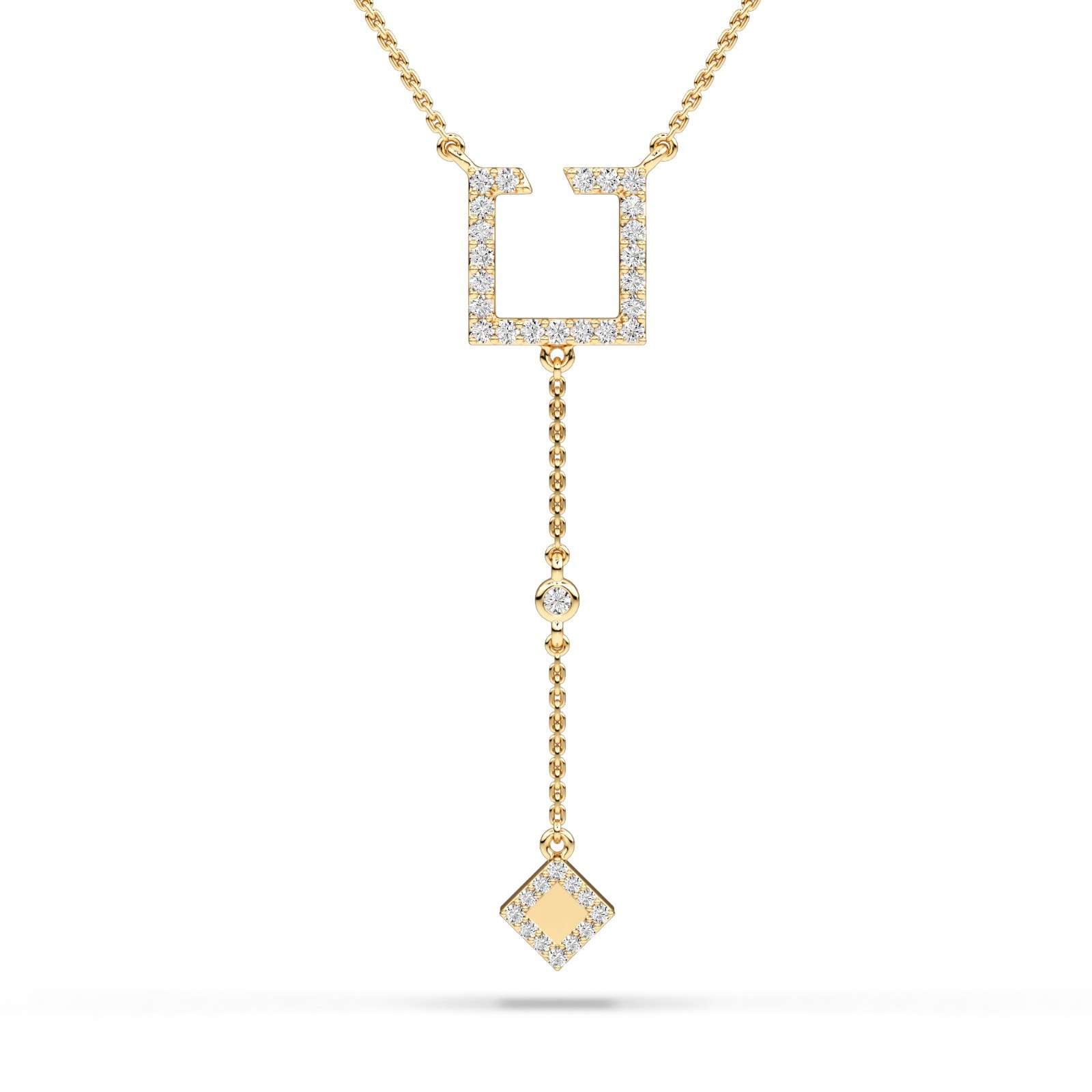 Diamond Pendant with Chain in 10K 14K 18K Gold Platinum & Silver Elegant Jewelry