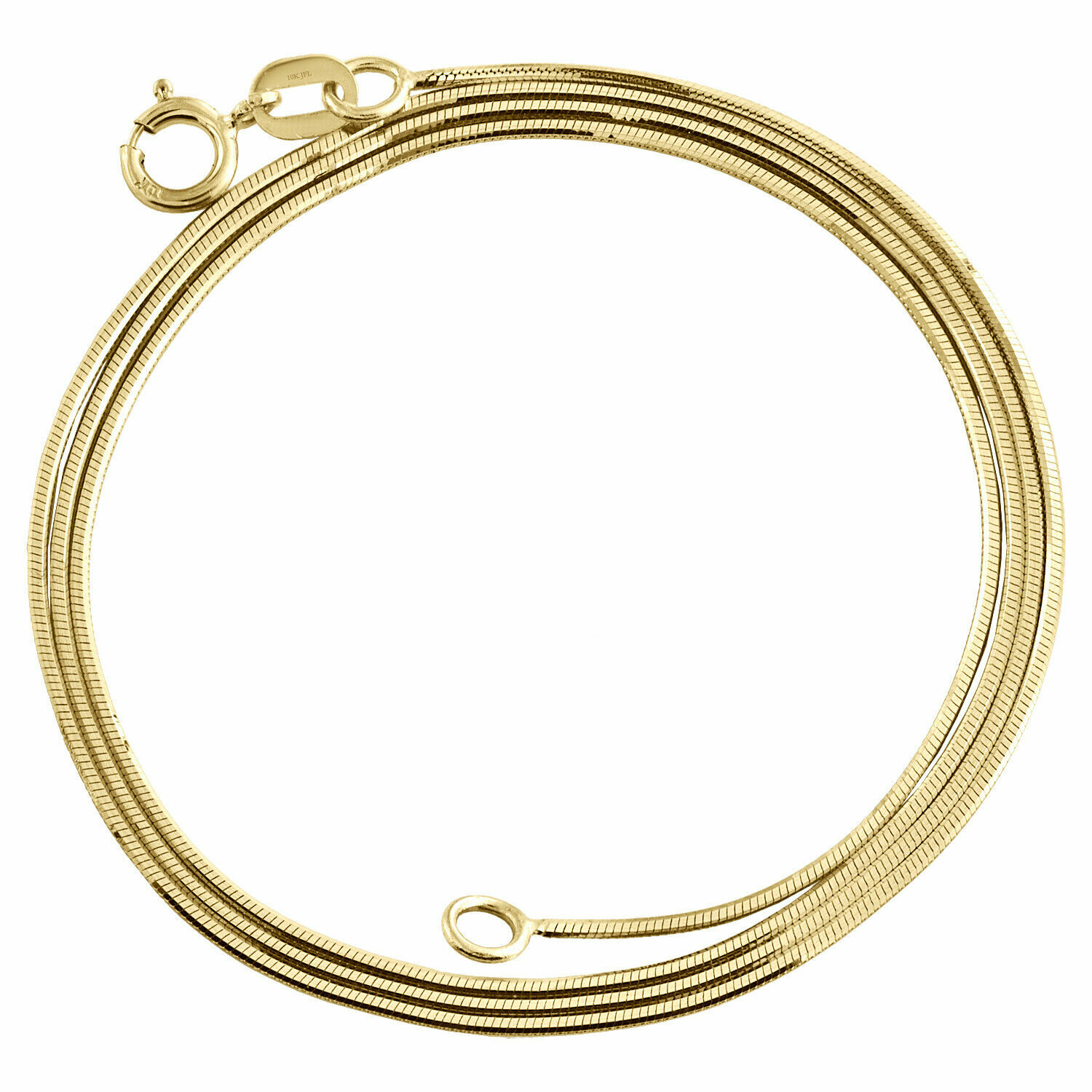 10K Yellow Gold 0.65mm Diamond Cut Round Snake Chain Necklace 16 – 24 Inch Women