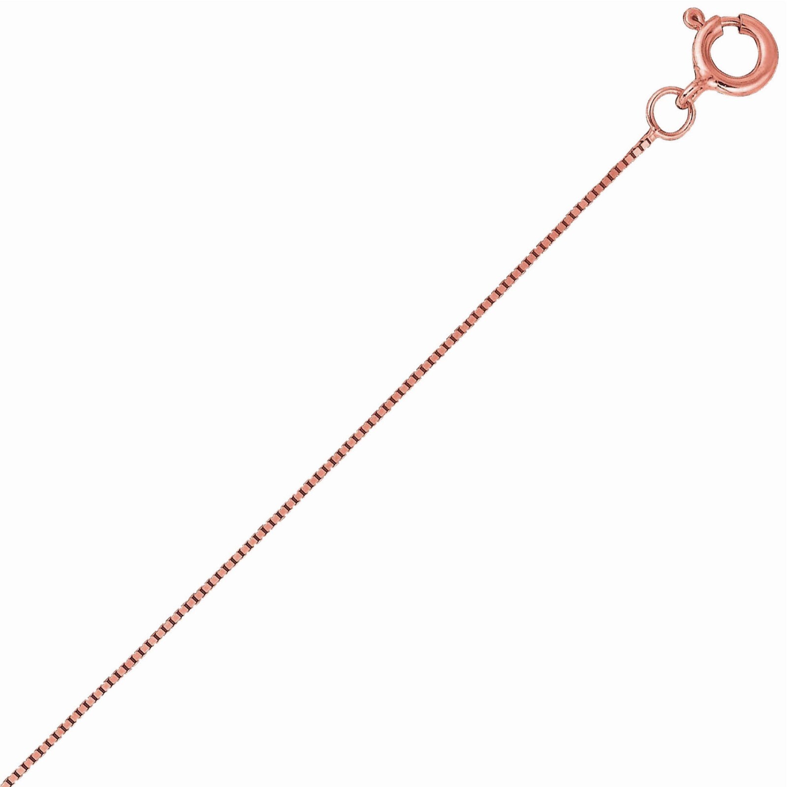 14K Solid Rose Gold 0.45 mm Box Chain with Spring Ring Clasp 16″ 18″ 20″