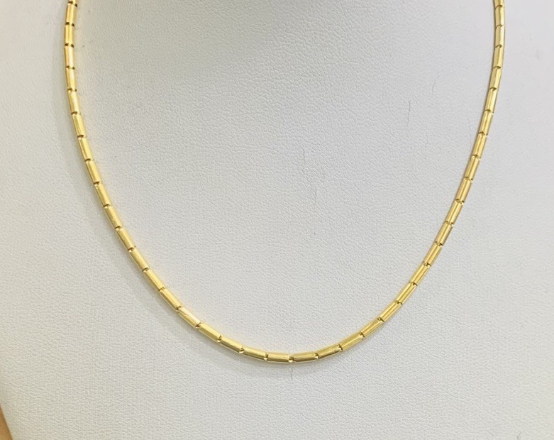18K Solid Yellow Gold Oval Bar Link Chain Necklace 7.00Grams 17Inches(1.9mm)