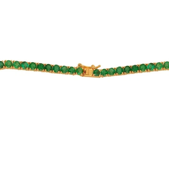 10Ct Round Cut Green Diamond Tennis Necklace 14K Yellow Gold Plated