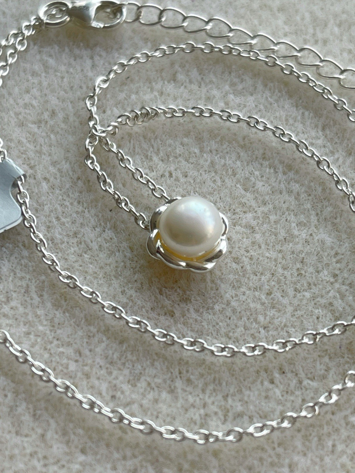 Gemporia Not Enhanced Natural 7mm Pearl Necklace Sterling Silver BNWT COA Summer