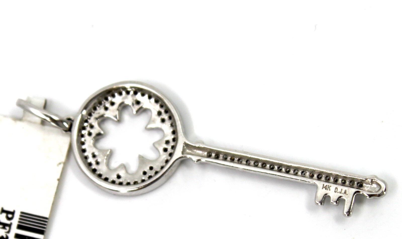 Diamond Key Pendant in 14k Solid White Gold Sign D.J.A