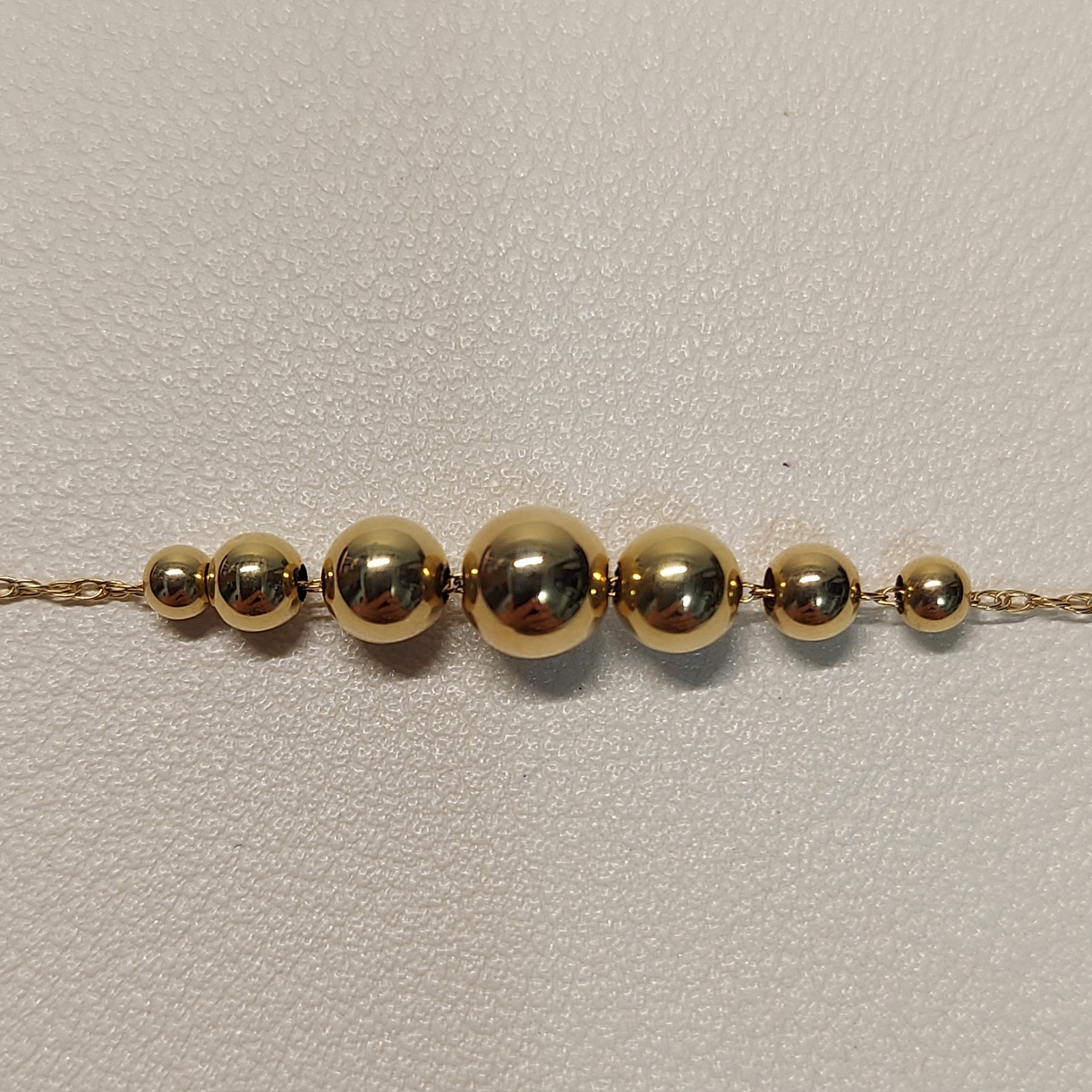 1.22g 14K Gold Beaded Station Necklace Minimalist Ball Chain Necklace 24.4 in