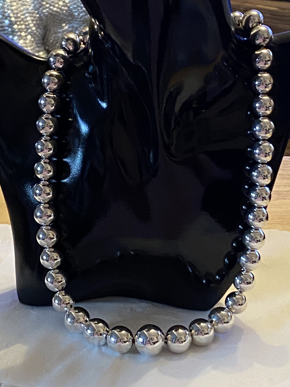 Designer Inspired Sterling Silver Bead Necklace 57.90gms (20.5in)