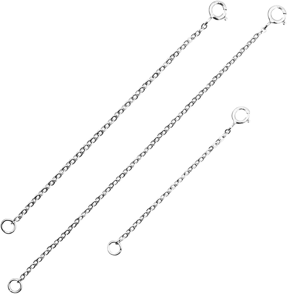 3 Pieces 925 Sterling Silver Necklace Extenders Necklace Extension Chain Women