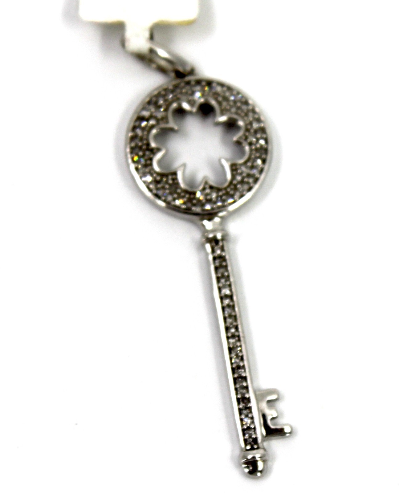 Diamond Key Pendant in 14k Solid White Gold Sign D.J.A