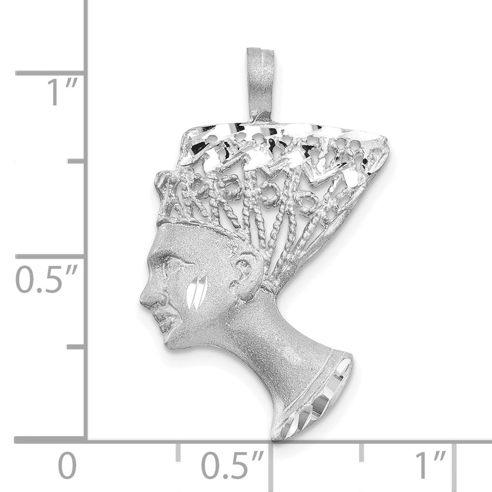 10k White Gold Nefertiti Pendant for Women 1.49g, L-30mm, 16mm