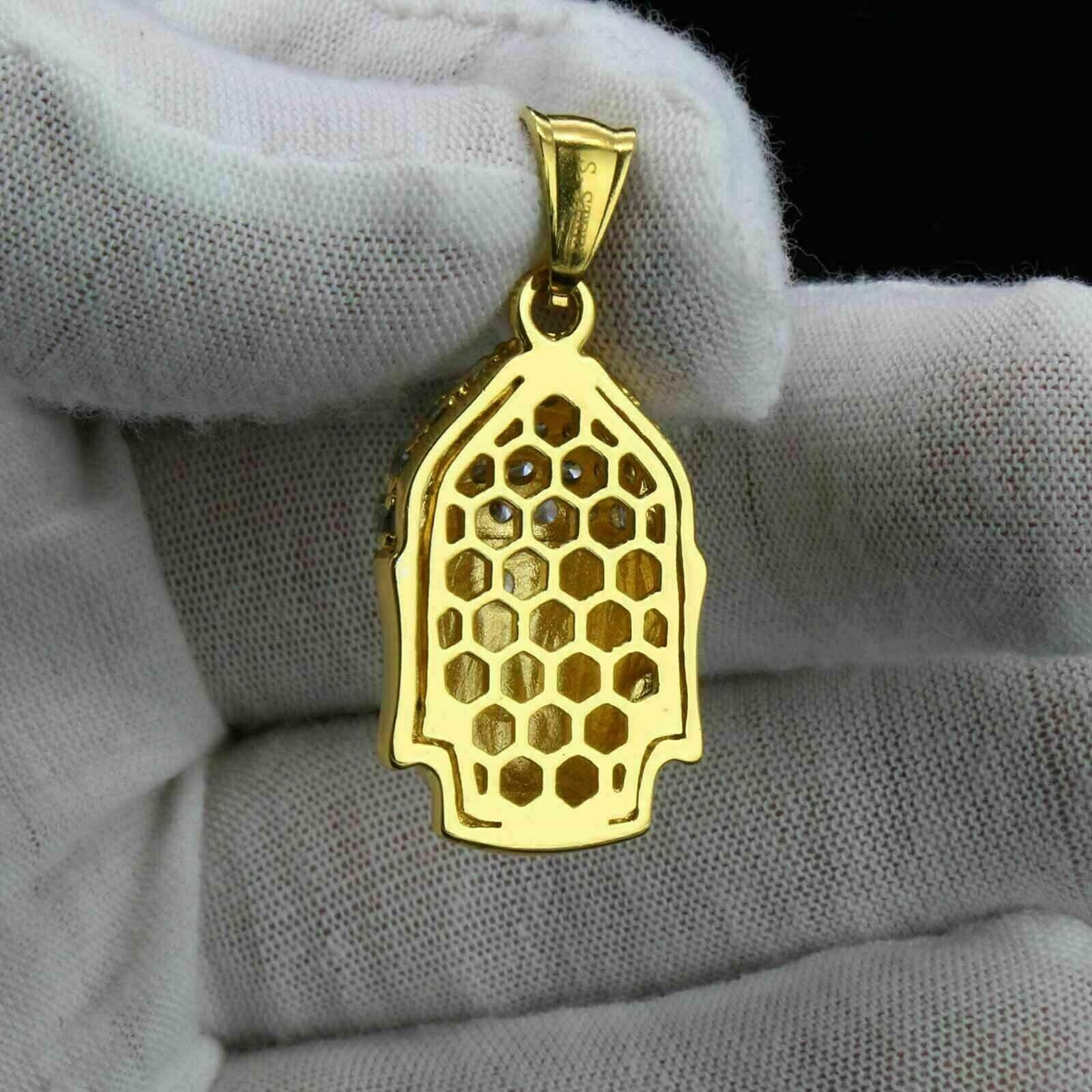 2.00Ct Round Cut Real Moissanite Buddha Pendant 14k Yellow Gold Plated