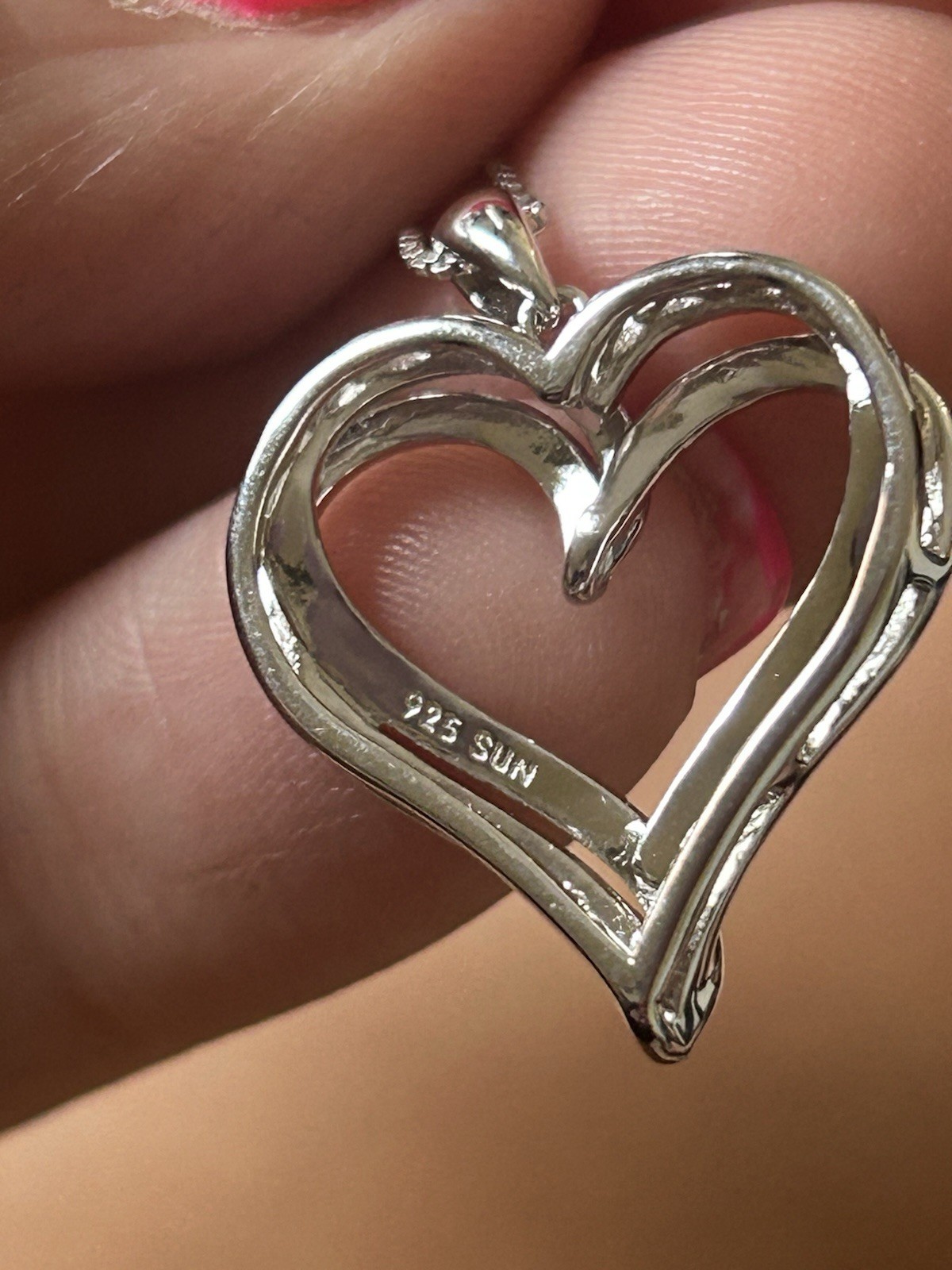 Sterling Silver Diamond Heart Pendant On An 18 Inch 925 Box Chain