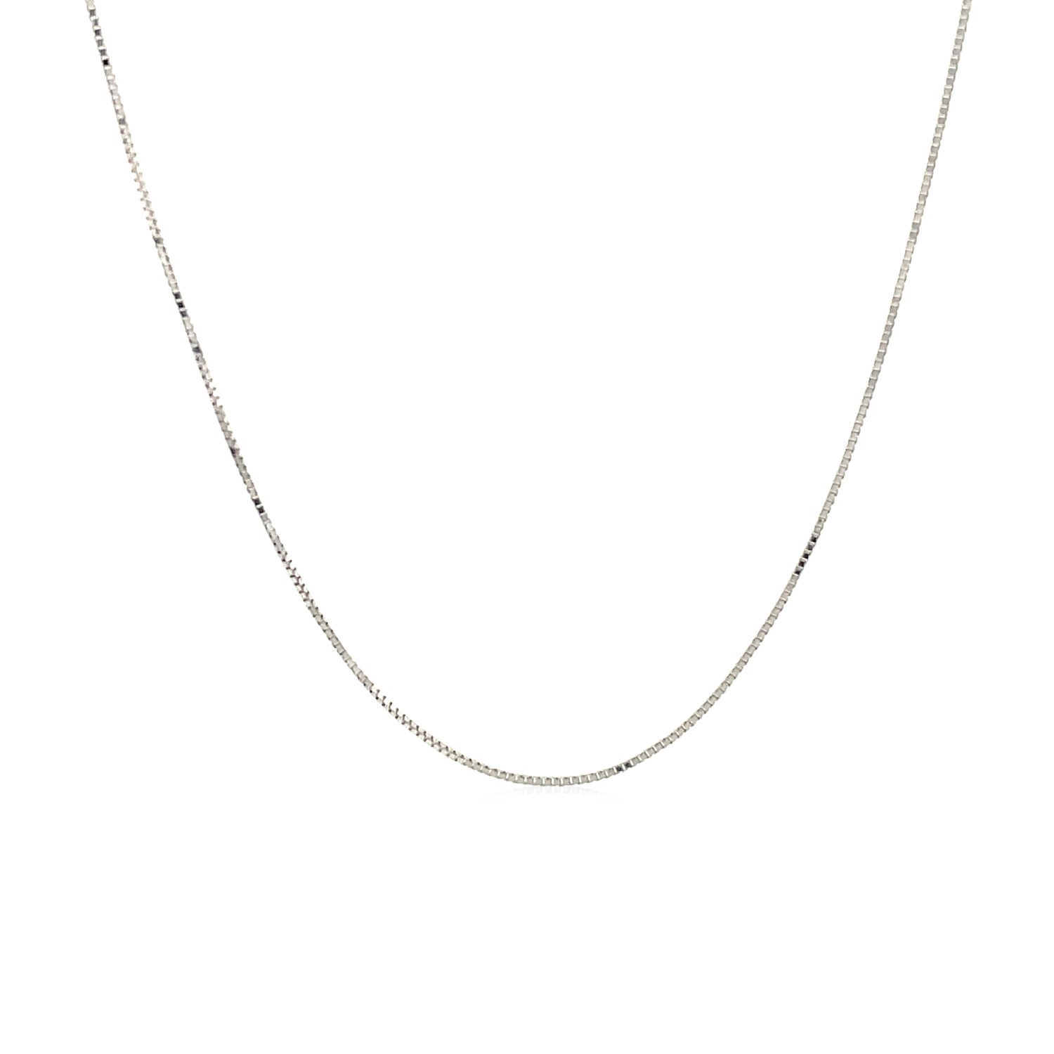 Classic Box Chain, 10K White Gold, Size 18, 0.45 mm, Delicate, Polished