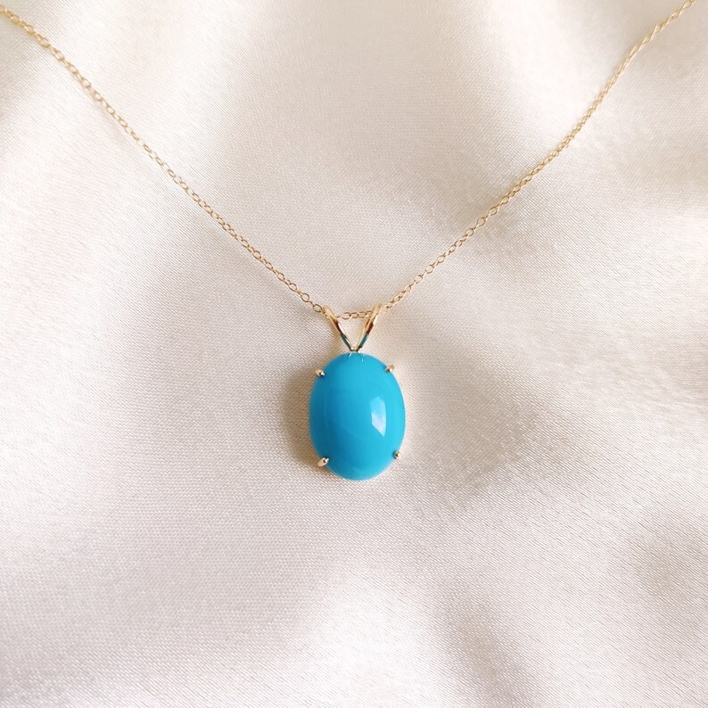 Sleeping Beauty Turquoise Pendant, 925 Sterling Silver Arizona Turquoise Pendant