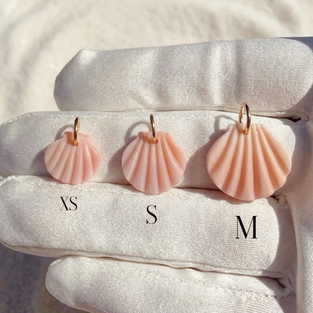 14k Solid Gold Shell Charm • Real Shell Necklace Pendant • Coastal Beach Jewelry