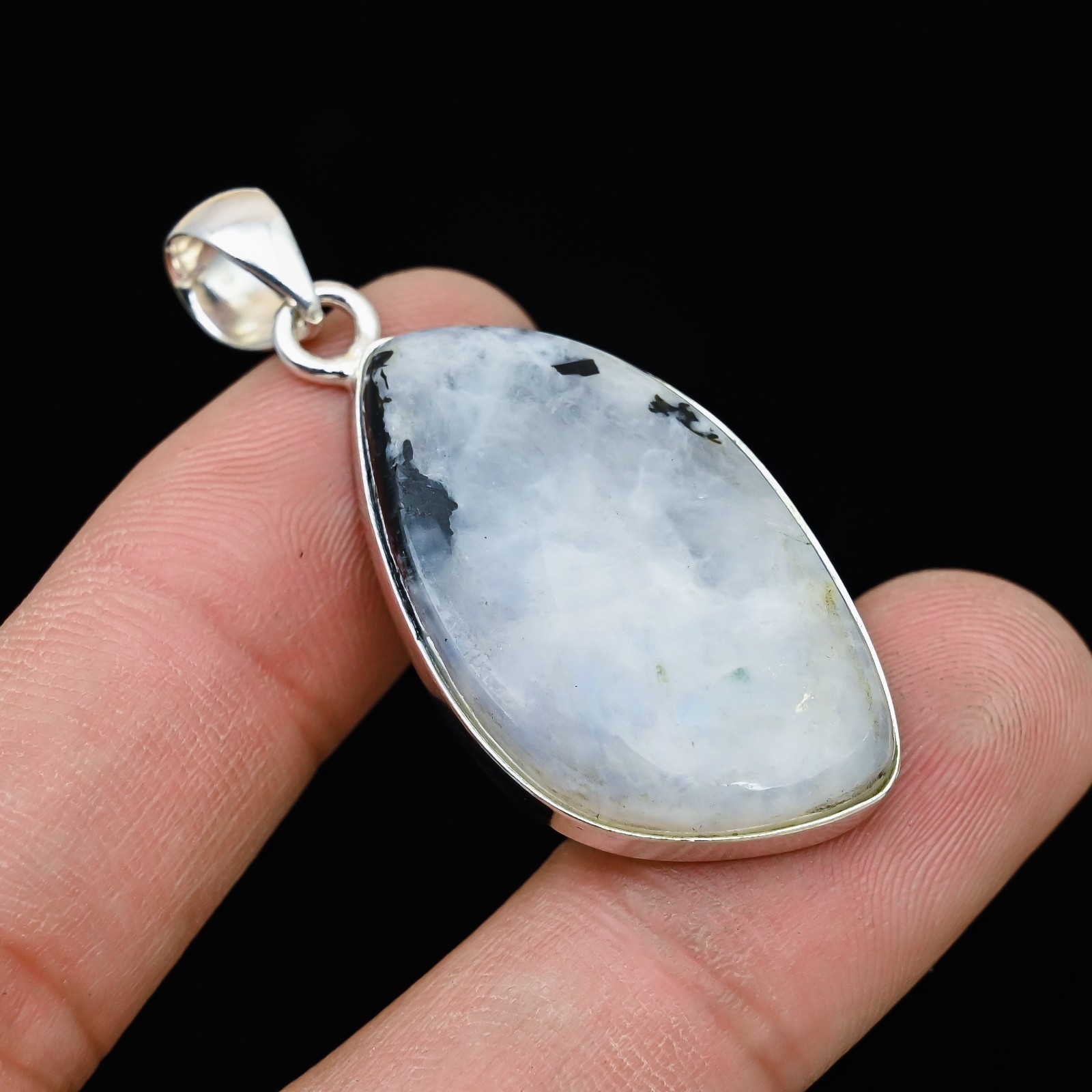 Rainbow Moonstone Gemstone 925 Sterling Silver Handmade Pendant Jewelry Gift For