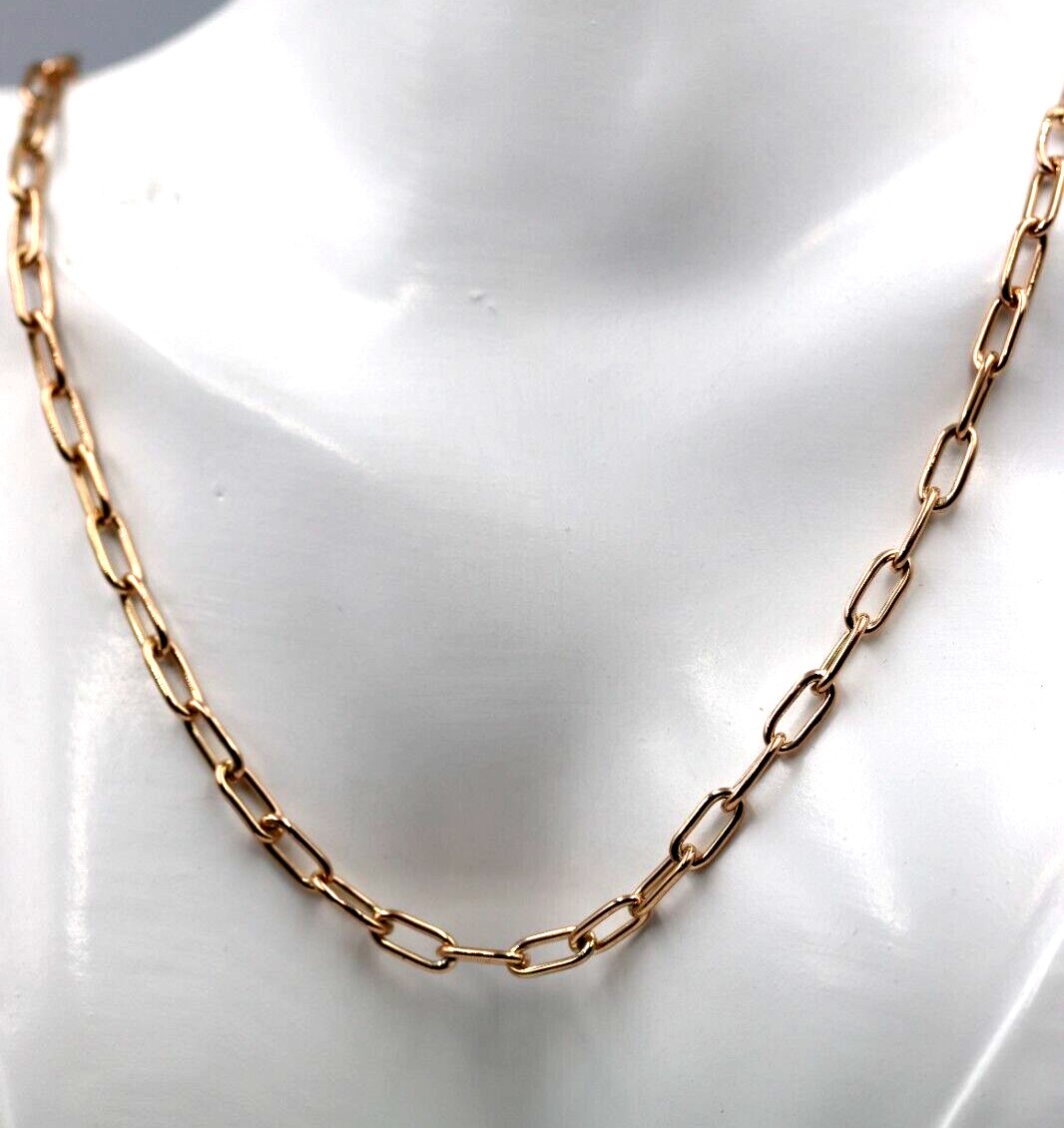 Genuine Solid 9ct 9k 375 Rose Gold Handmade Paper Clip Paperclip 45cm Necklace