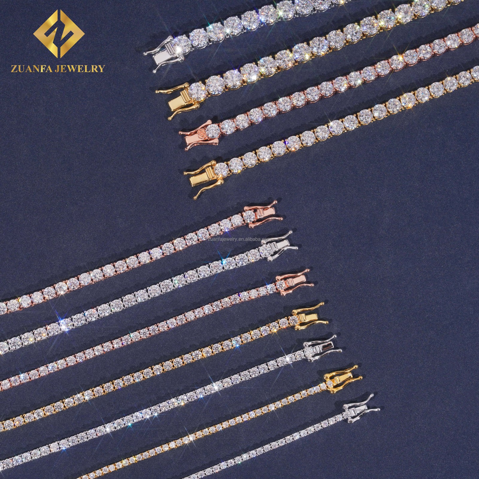 2-6.5mm VVS1 Moissanite Tennis Chain Necklace Men Women 925 Sterling Silver Gift