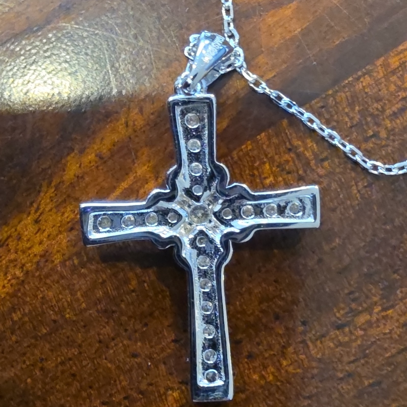 925 Sterling Silver Moissanite Cross Pendant Necklace Cable Chain 16 to 18inch