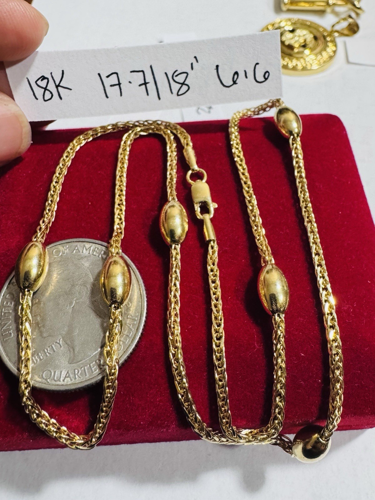 18K 750 Fine Genuine Gold Oval Chain Necklace 17.6”/18” Long 6.6g 2.2mm