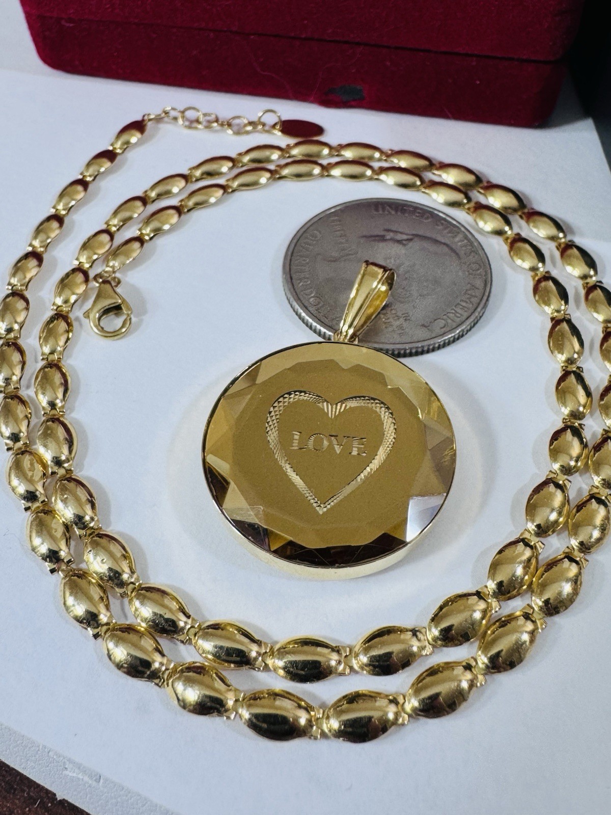 RARE 18K K18 Japan Gold Round Heart Pendant W/ Necklace 17/17.5” Long 14.6g 4mm