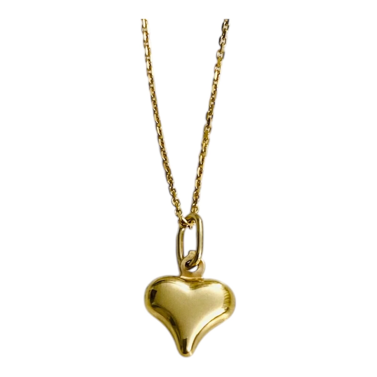 10K Real Gold Puffy Heart 14mm / 0.55″ Pendant, 3-D Puffy Heart Necklace – C2905