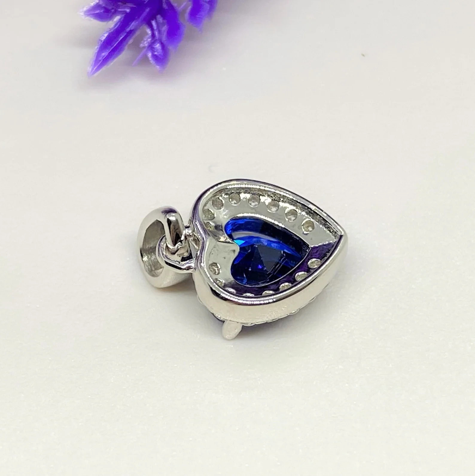 3.50 Ct Heart Cut Natural Sapphire Diamond Gorgeous Pendant 14K White Gold