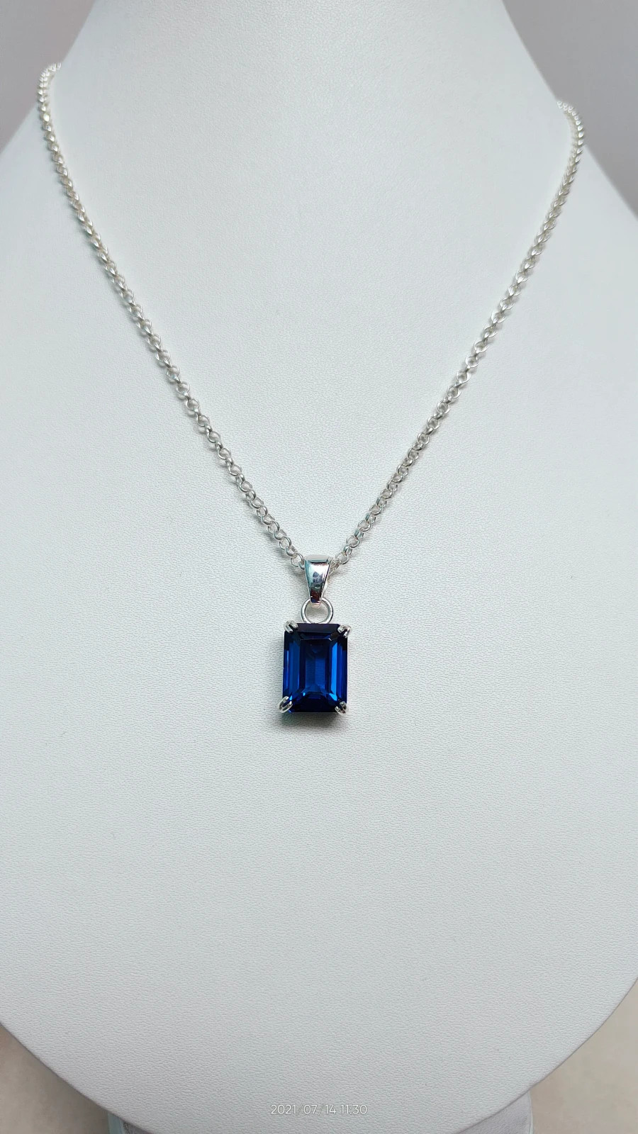 5.00 Ct Emerald Cut Natural Sapphire Diamond Gorgeous Pendant 14K White Gold